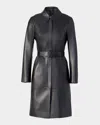 Soia & Kyo Wendy Slim Leather Top Coat In Black