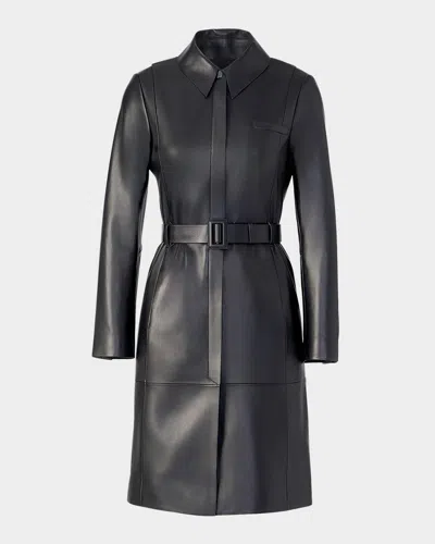 Soia & Kyo Wendy Slim Leather Top Coat In Black