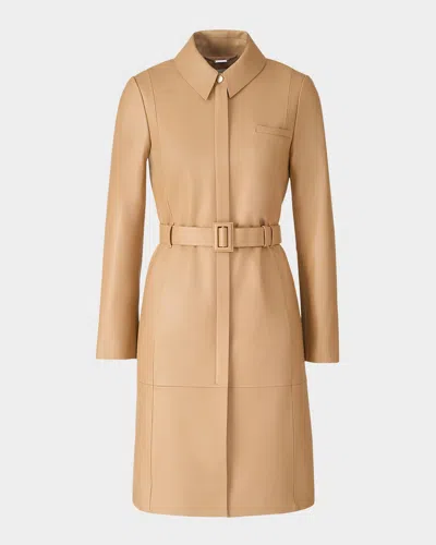 Soia & Kyo Wendy Slim Leather Top Coat In Brown
