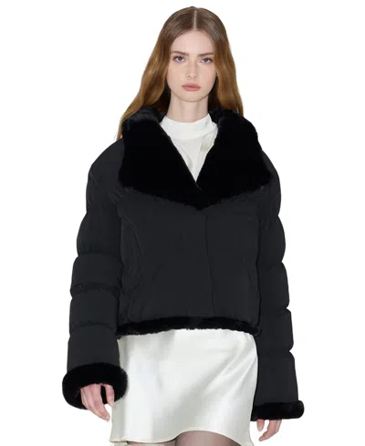Soia & Kyo Women's Adair Reversible Down Jacket In Black