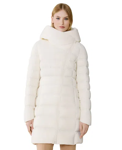 Soia & Kyo Women's Asym Zip Puffer Jacket In White