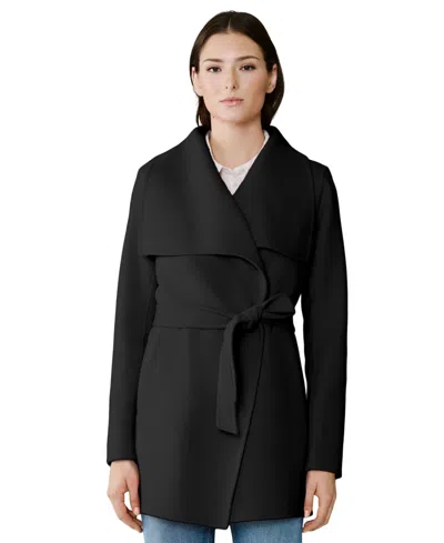 Soia & Kyo Women's Bridgette-z Wool-blend Cascade Collar Tie-belt Coat In Black