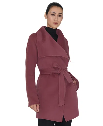 Soia & Kyo Women's Bridgette-z Wool-blend Cascade Collar Tie-belt Coat In Burgundy