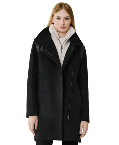 Soia & Kyo Women's Kiana Wool-blend Notched-collar Zipper Coat In Black
