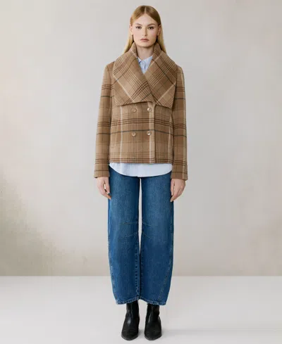 Soia & Kyo Women's Short Plaid Wool Blend Coat In Brown