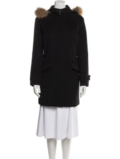 Pre-owned Soia & Kyo Wool Faux Fur Coat In Black