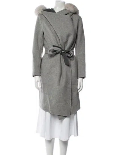 Pre-owned Soia & Kyo Wool Fur Coat In Gray