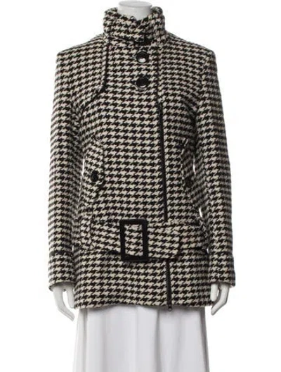 Pre-owned Soia & Kyo Wool Houndstooth Print Jacket In Black