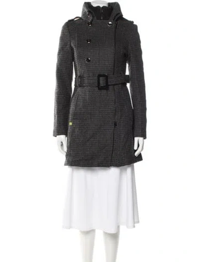 Pre-owned Soia & Kyo Wool Houndstooth Print Utility Jacket In Gray