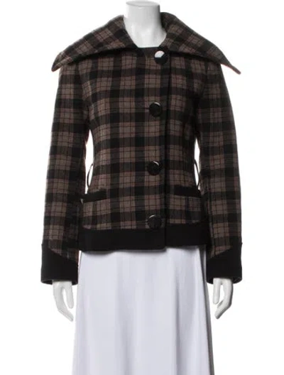 Pre-owned Soia & Kyo Wool Plaid Print Jacket In Brown