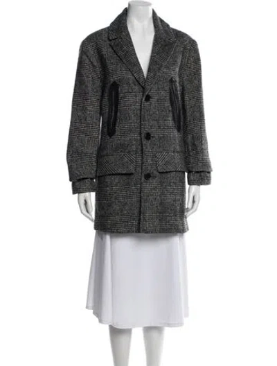Pre-owned Soia & Kyo Wool Plaid Print Peacoat In Gray