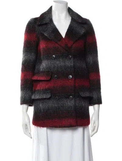 Pre-owned Soia & Kyo Wool Striped Faux Fur Jacket In Black