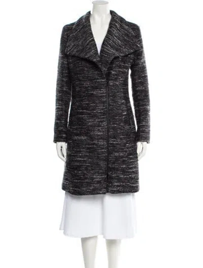 Pre-owned Soia & Kyo Wool Tweed Pattern Coat In Black