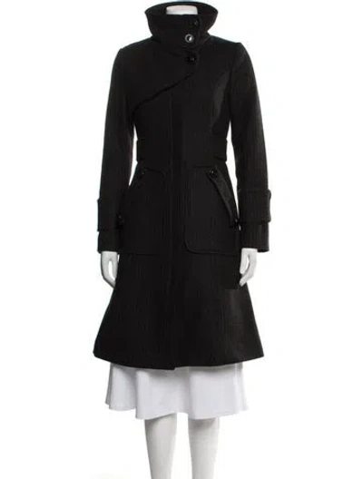 Pre-owned Soia & Kyo Wool Tweed Pattern Coat In Black