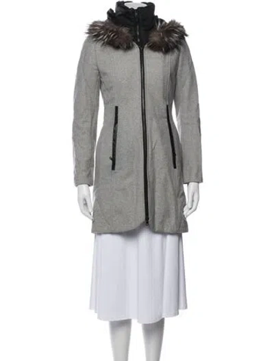 Pre-owned Soia & Kyo Wool Tweed Pattern Parka In Grey