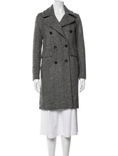 Pre-owned Soia & Kyo Wool Tweed Pattern Peacoat In Grey