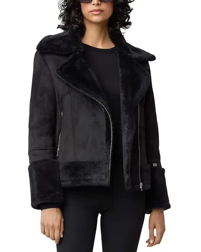 Soia & Kyo Phoebe Faux Shearling Biker Jacket In Black