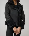 Soia & Kyo Phoebe Faux Shearling Biker Jacket In Black