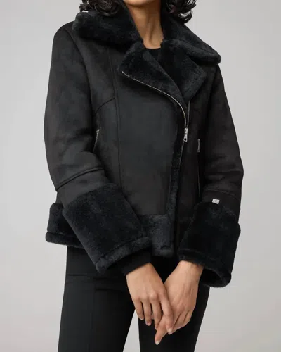 SOIA & KYO PHOEBE FAUX SHEARLING JACKET IN BLACK