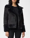 Soia & Kyo Phoebe Faux Shearling Biker Jacket In Black