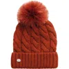Soia & Kyo Amalie Wool Blend Cable Knit Pom Beanie In Copper