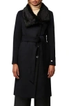 Soia & Kyo Rooney Hooded Mixed Media Coat In Black