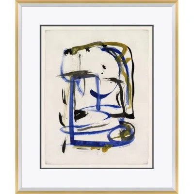 Soicher Marin 'abstracts In Blue And Yellow 1' - Picture Frame Painting On Paper In Brown