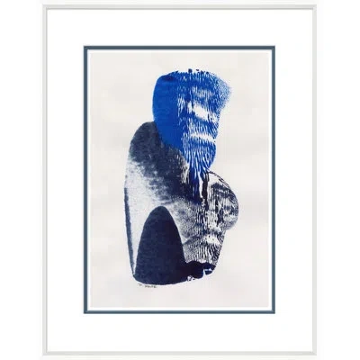 Soicher Marin 'abstracts In Blue' - Picture Frame Painting On Paper In Blue;white