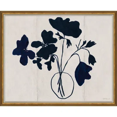 Soicher Marin Anemone By Susan Hable - Picture Frame Painting On Paper In Black;beige;dark Blue