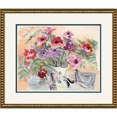 Soicher Marin Anemones - Picture Frame Painting On Paper In Green;gray;purple;light Orange
