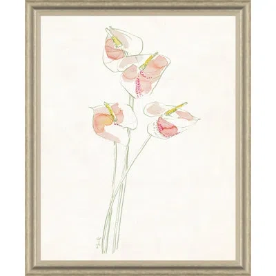 Soicher Marin Anthuriums Ii By Yuki Osada - Single Picture Frame Painting In Beige;pink