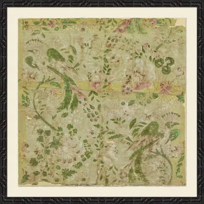 Soicher Marin 'antique Birds And Flower Design' - Picture Frame Painting On Paper In Green