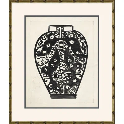 Soicher Marin 'art Deco Vases' Picture Frame Painting In Black;ivory