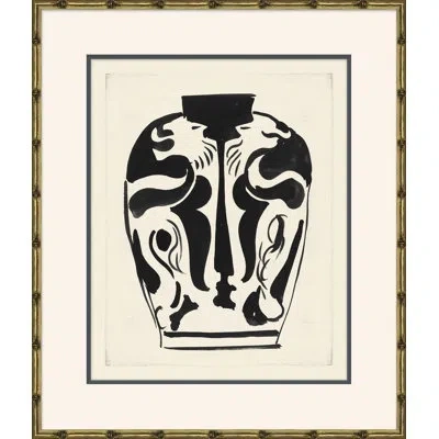 Soicher Marin Art Deco Vases' - Picture Frame Painting On Paper In Black;ivory