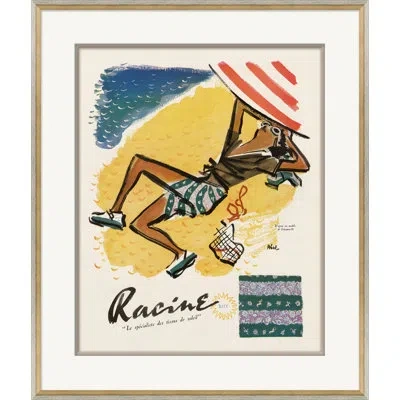 Soicher Marin 'at The Beach' Picture Frame Graphic Art On Paper In Blue;brown;red;yellow