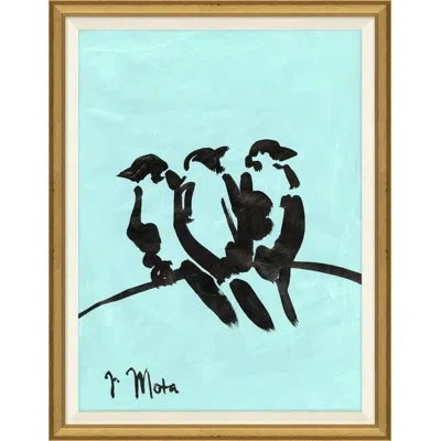 Soicher Marin Bird Series X By Joseph Mota - Picture Frame Painting In Black;light Blue