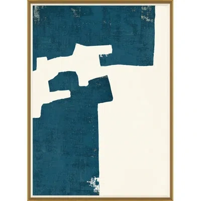 Soicher Marin Blue 2 - Picture Frame Painting On Paper In Blue;cream