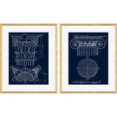Soicher Marin Blue Column 2 & Blue Ionic 5 By David Phoenix - Picture Frame Drawing Print On Paper