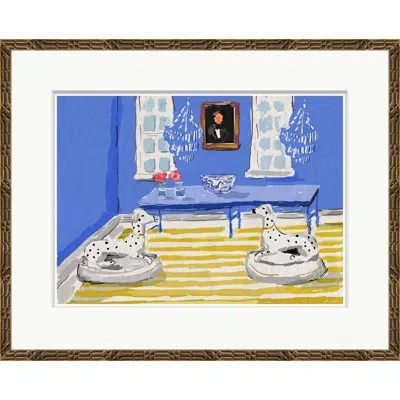 Soicher Marin Blue Dog' By Dana Gibson - Picture Frame On Paper In Blue;gold