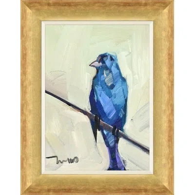 Soicher Marin Blue Robin Bird By Joseph Mota - Picture Frame Painting In Blue;black;ivory