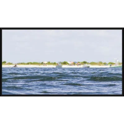 Soicher Marin Boats On The Beach From Water - Picture Frame Photograph Print On Paper In Blue