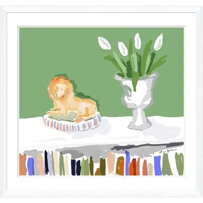 Soicher Marin Bookshelf By Dana Gibson - Picture Frame Painting In White;green;gray