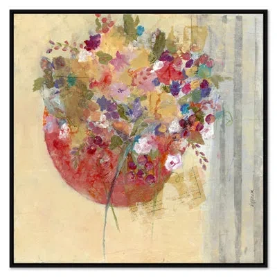 Soicher Marin Bowl Of Flowers By Jill Krasner - Single Picture Frame Painting On Canvas In Black