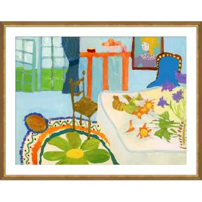 Soicher Marin 'breakfast Table' - Picture Frame Painting On Paper In Blue;green;beige