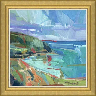 Soicher Marin Breezy Seascape By Joseph Mota - Picture Frame Print On Canvas In Blue;green;red