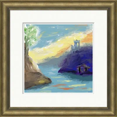 Soicher Marin 'castle' By Dana Gibson - Picture Frame Painting On Paper In Blue;green;ivory;light Brown