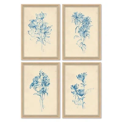 Soicher Marin Cerulean Bloom I-iv - 4 Piece Single Picture Frame Painting Set In Multi