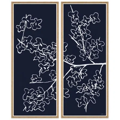 Soicher Marin Cherry Blossom I And Ii By Susan Hable - 2 Piece Picture Frame Painting Print Set In Blue