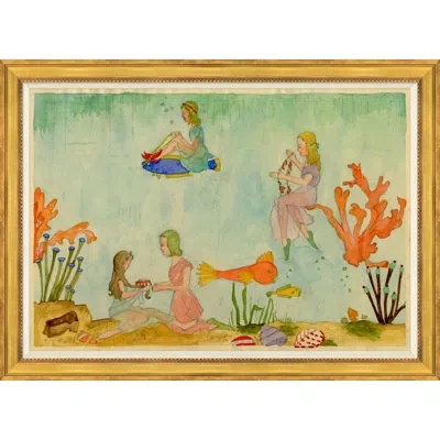 Soicher Marin 'children's Undersea Whimsy' - Picture Frame Painting On Paper In Green;yellow;pink;orange