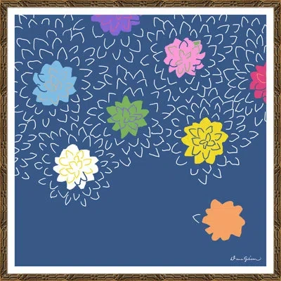 Soicher Marin Chrysanthemums By Dana Gibson - Picture Frame Painting On Paper In Blue